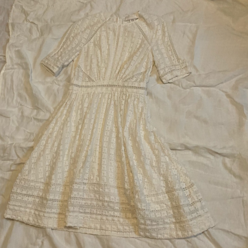 Zimmermann white silk and cotton embroidered midi dress size 2